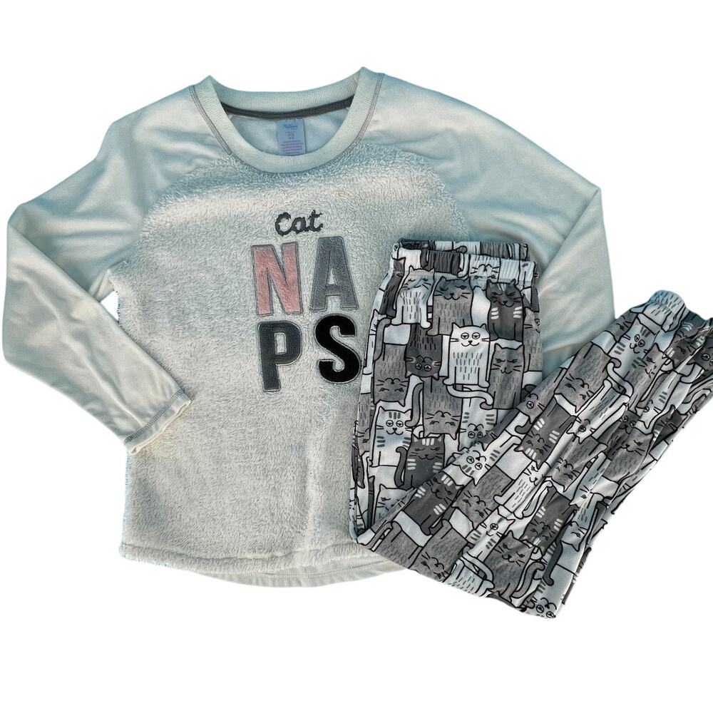 Secret Treasures Cat Naps Pajama Jogger Lounge Set White Pink Gray Black Small